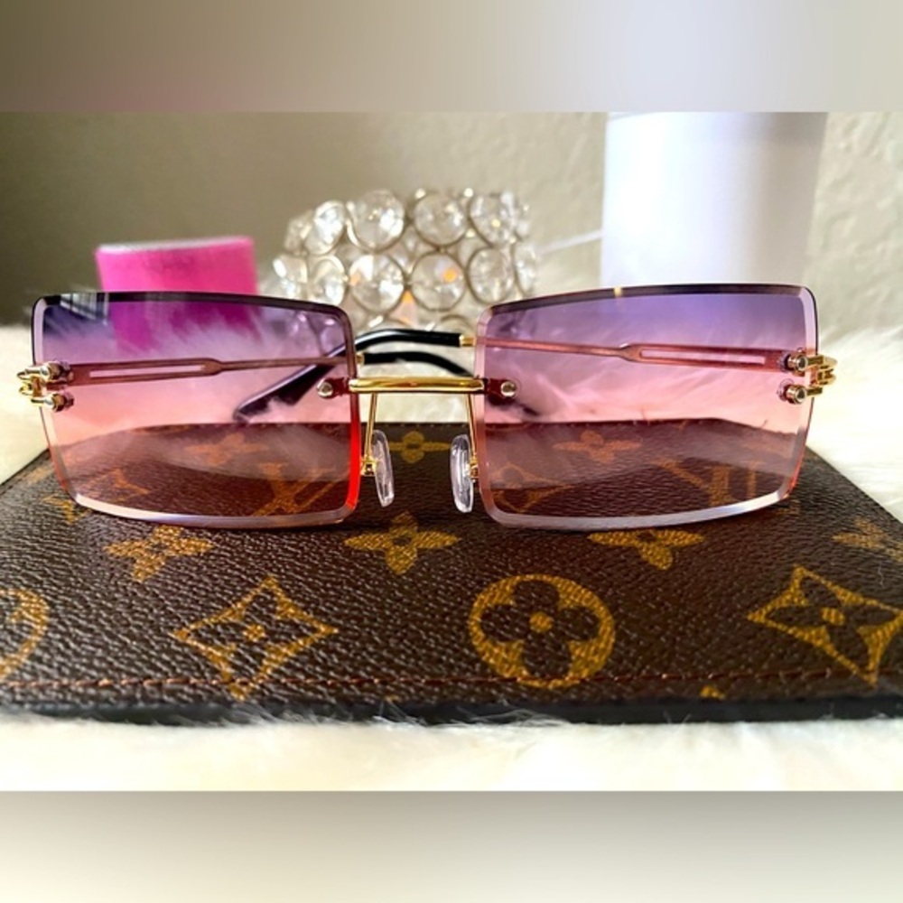 Vintage Style Rimless Rectangular Sunglasses NWOT